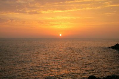 Scenic view of sunset over sea