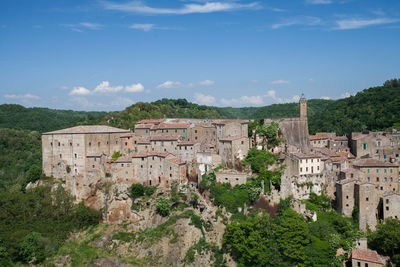 Cityscape of little city of sorano in tuscany italy