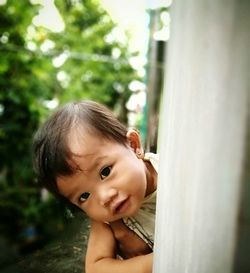 Close-up portrait of cute baby girl