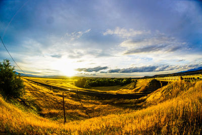 Scenic view of landscape against cloudy sky