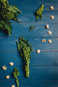 High angle view of vegetables on table