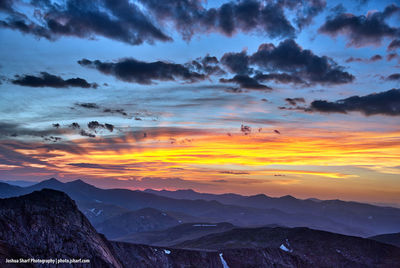 Scenic view of dramatic sky during sunset