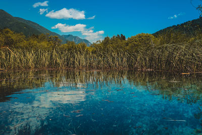 Scenic view of lake against sky