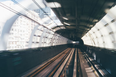 Railroad tracks in subway station