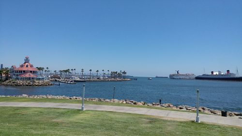 Scenic view of sea against clear sky