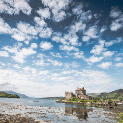 Scenic view of sea against cloudy sky