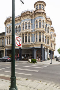 View of city street and buildings