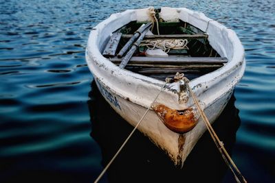 High angle view of sailboat in sea