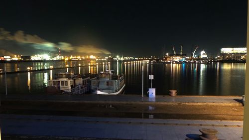 View of boats at night