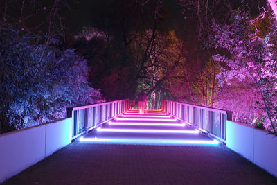 Empty footpath in park at night