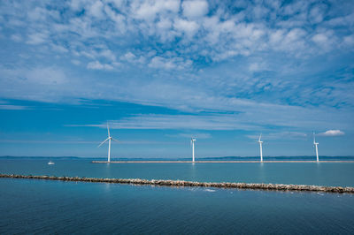 Nordex windmills at ebeltoft ferry harbor