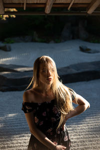 Woman standing in water