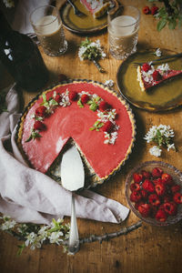 High angle view of fruits on table