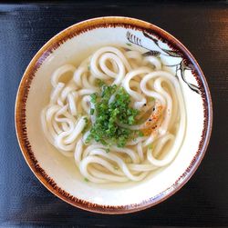 High angle view of soup in bowl