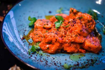 High angle view of food in plate