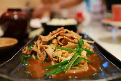 Close-up of meal served in plate