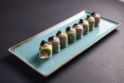 Close-up of food in plate on table