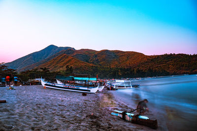 Scenic view of lake against clear sky