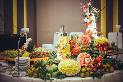 Various fruits on table