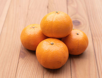 High angle view of oranges on table