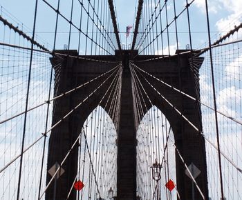 Low angle view of flag against sky