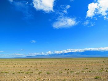 Scenic view of field against cloudy sky