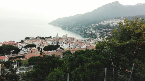 High angle view of vietri sul mare town by sea