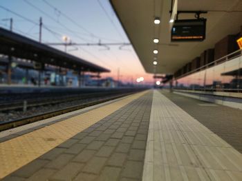 Empty railroad station platform