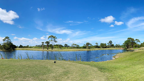 Scenic view of lake against sky