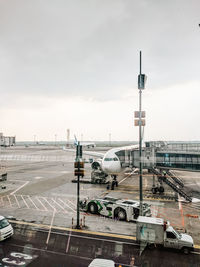 High angle view of car on airport against sky