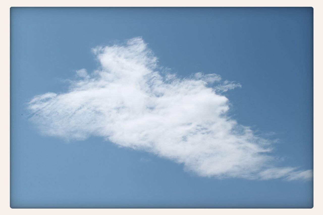 transfer print, sky, blue, auto post production filter, beauty in nature, cloud - sky, tranquility, scenics, low angle view, tranquil scene, nature, cloud, sky only, cloudy, cloudscape, idyllic, backgrounds, day, outdoors, no people