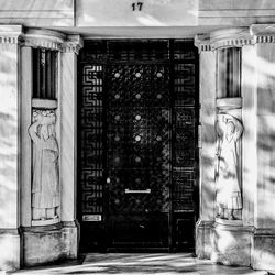 Closed door of building