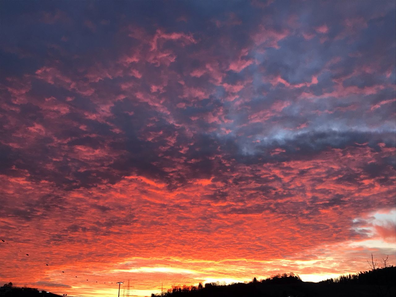 cloud - sky, sky, sunset, beauty in nature, scenics - nature, orange color, no people, nature, silhouette, dramatic sky, tranquil scene, tranquility, idyllic, outdoors, overcast, low angle view, cloudscape, atmospheric mood, non-urban scene, romantic sky, ominous