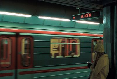 Train at subway station in prague