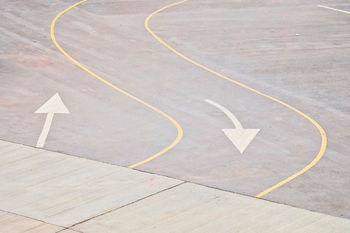 High angle view of markings on road