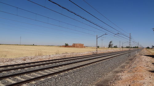 View of railway tracks against clear sky