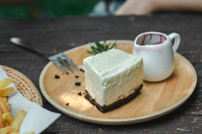 Close-up of dessert in plate on table