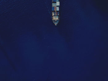 High angle view of sailboat in sea