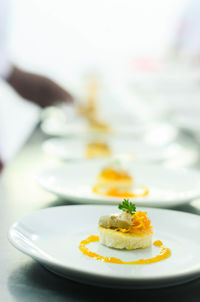 Close-up of served food in plate