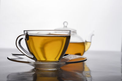 Close-up of tea in glass