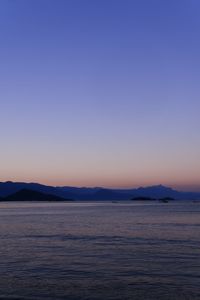 Scenic view of sea against clear sky during sunset