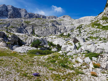 Scenic view of rocky mountains against sky