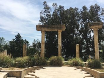 Gazebo in park against sky