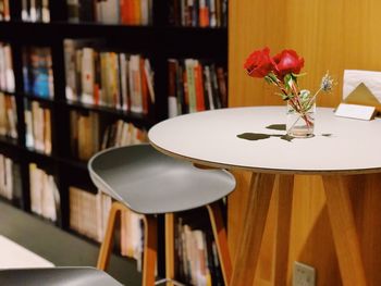 Close-up of flower vase on table