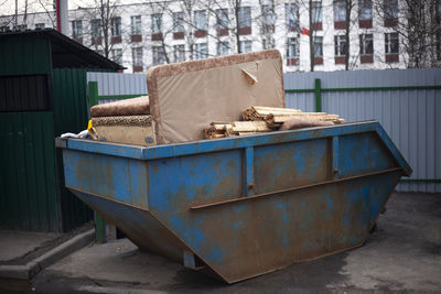 Trash bin on the street. capacity for discarded items. garbage collection in the city. 