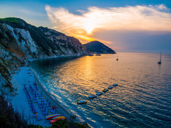 Scenic view of sea against sky during sunset