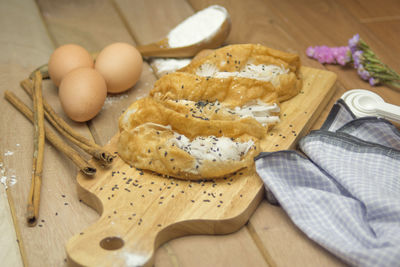 Close-up of food on wooden table