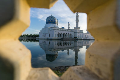 Reflection of building in water