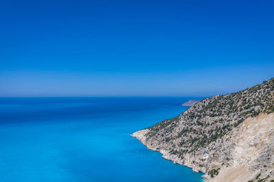 Scenic view of sea against blue sky