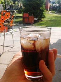 Close-up of beer glass on table